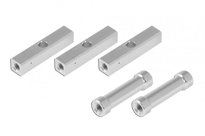 Alu Square Post with 3mm middle hole (5x5x23.5mm) and Round Post (3x4.8x23.5mm)